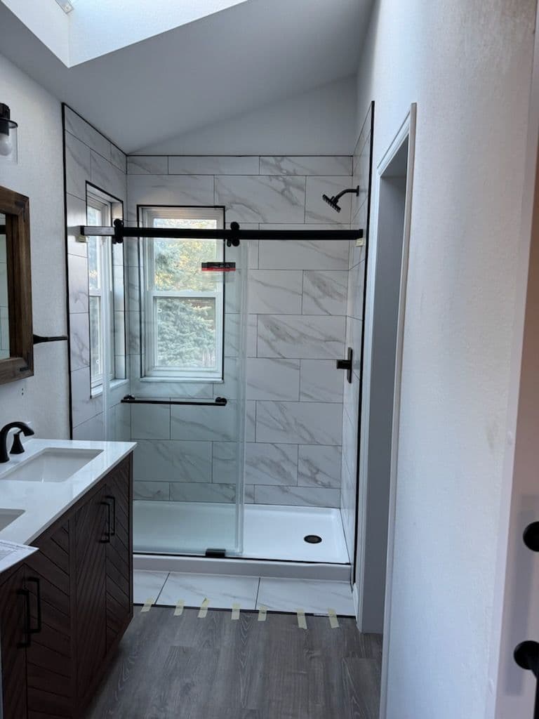 Gallery photos for Modern Bathroom Upgrade with Sliding Barn Door: Image #1